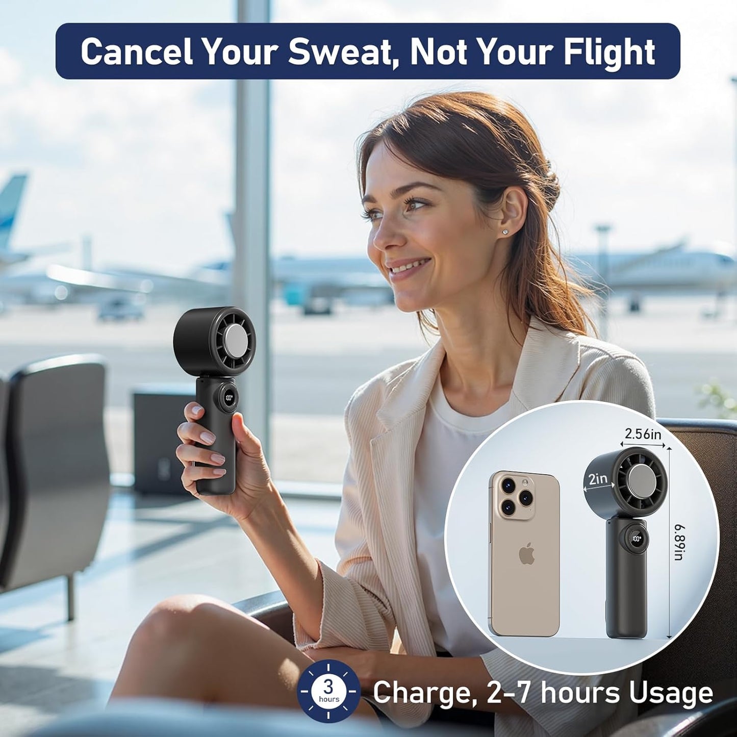 TurboCool™ Handheld Ice Cooling Fan – 4000mAh Rechargeable, Foldable & Ultra-Fast