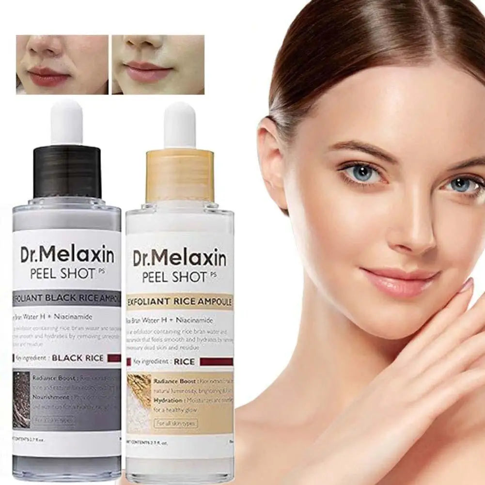 Dr. Melaxin Rice Exfoliating Essence Moisturizing Peel Shot White And Black Soften Serum Gentle Exfoliation Korean Skin Care