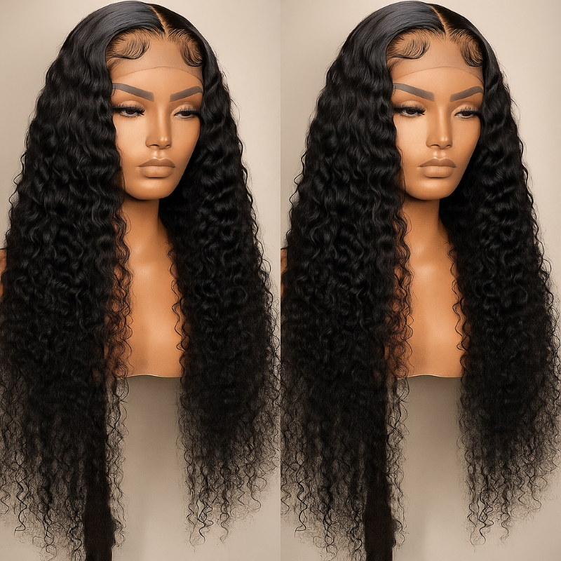 Deep Wave HD Lace Front Wig – 13x6 Human Hair, 180% Density, Glueless Pre-Plucked Natural Look