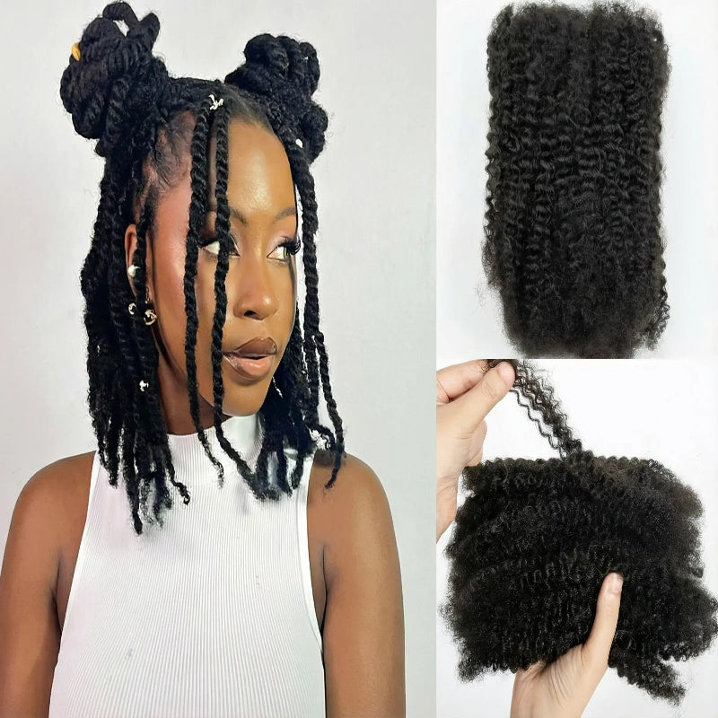4C Afro Kinky Bulk Human Hair Extensions No Weft 30 Brazilian Remy Bulk for Locs Micro Twist Braiding Hair