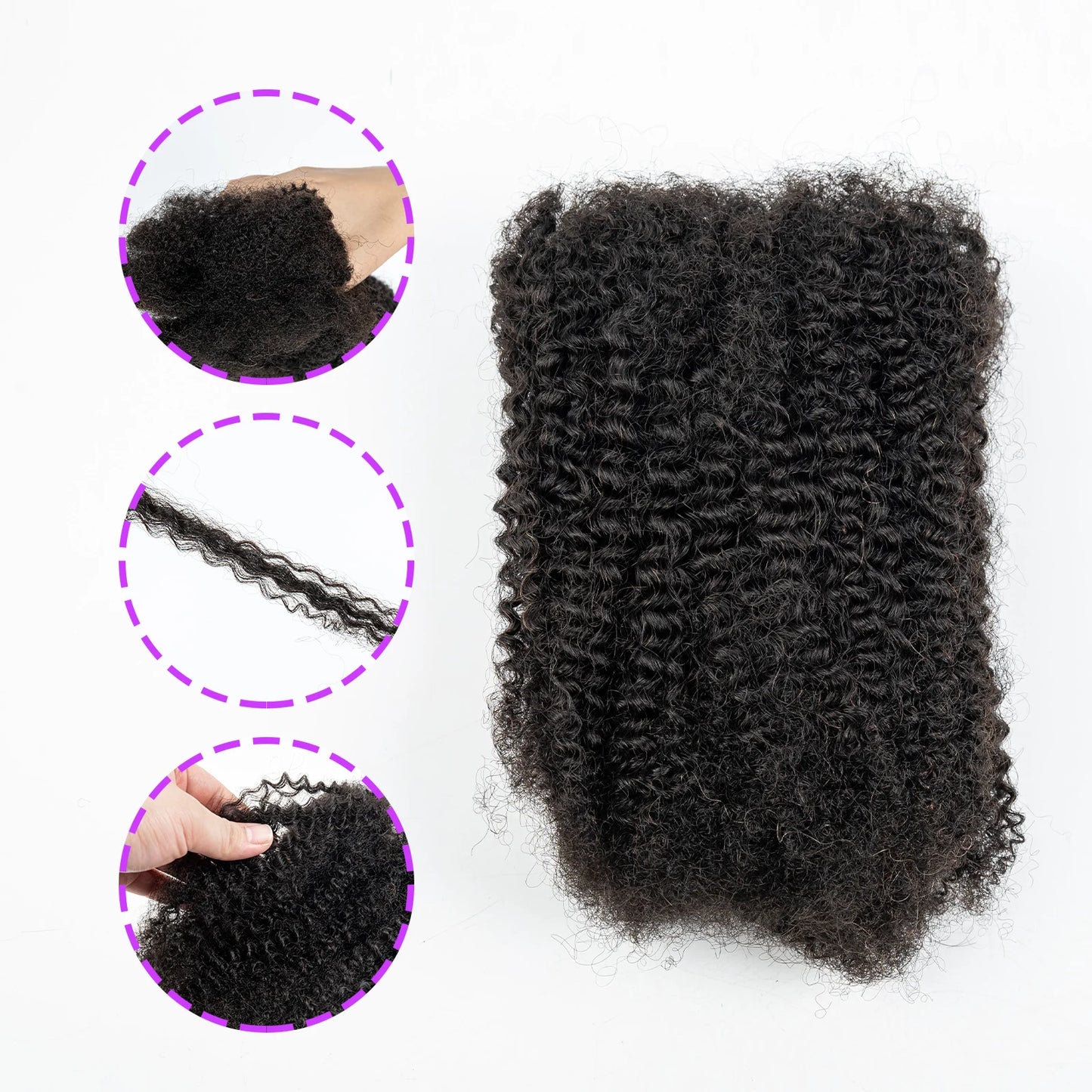 4C Afro Kinky Bulk Human Hair Extensions No Weft 30 Brazilian Remy Bulk for Locs Micro Twist Braiding Hair