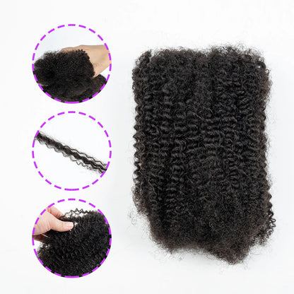 4C Afro Kinky Bulk Human Hair Extensions No Weft 30 Brazilian Remy Bulk for Locs Micro Twist Braiding Hair